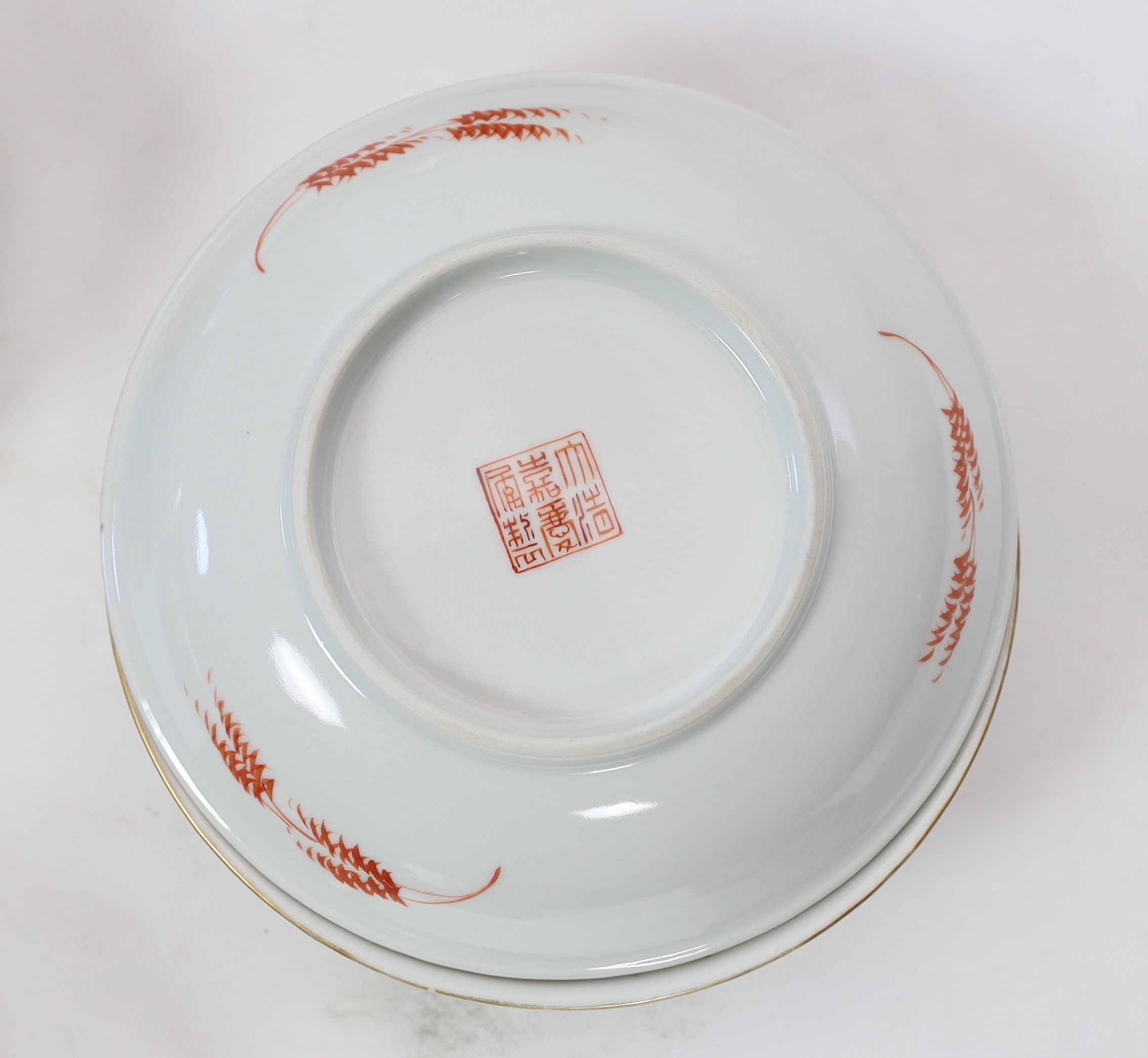 A large Chinese famille rose table service, late Qing/early Republic period